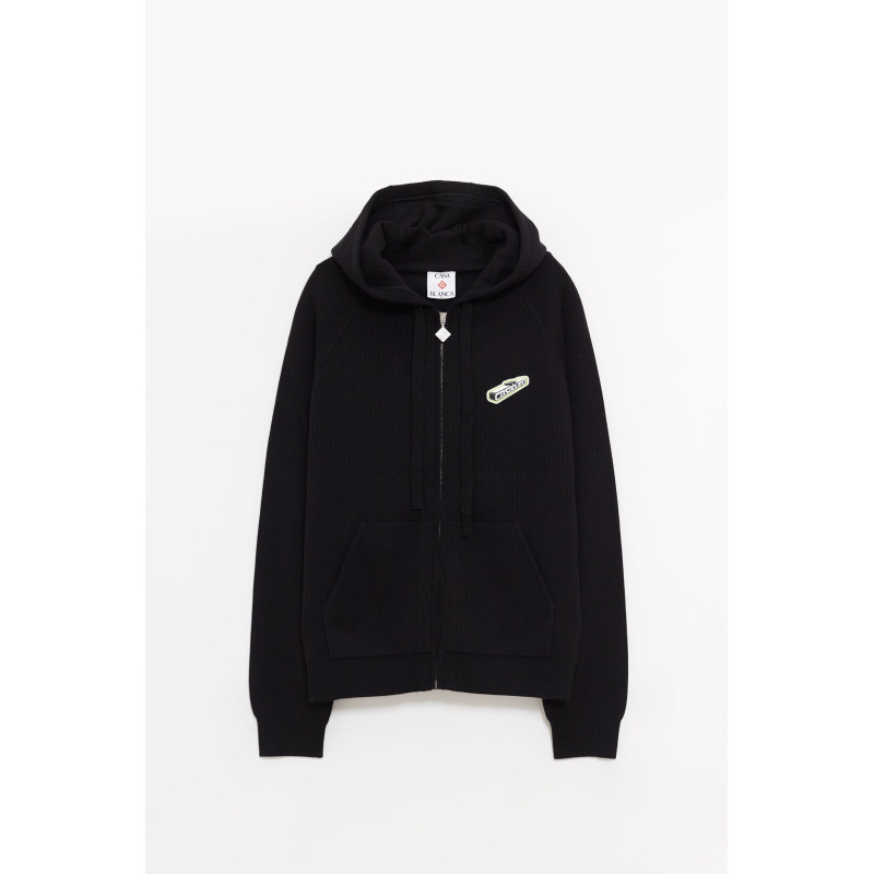 CASABLANCA BLACK RIB MERINO HOODIE